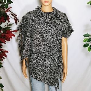 Carducci Black & White Asymmetrical Women's Shrug Sweater Large